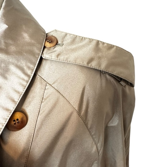 Vtg British Mist Long Trench Coat Women's size 14 Champagne Shimmer academia - Picture 9 of 16